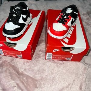 2 pair of toddler Nike low dunks